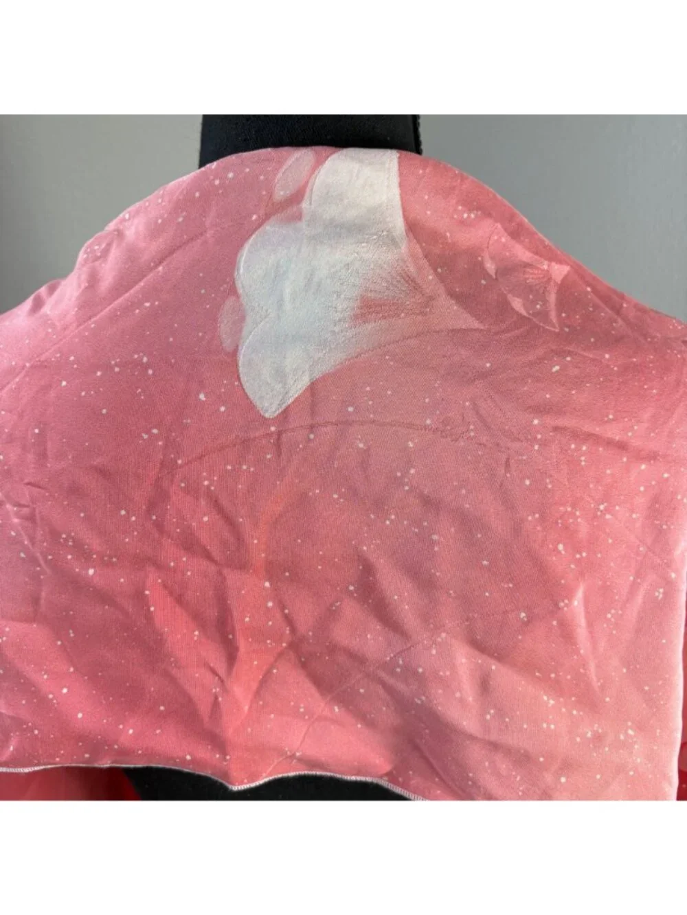 Japanese Silk Floral Peach Ginko Scarf Flaw Unbranded no tag 56 x 13 inches